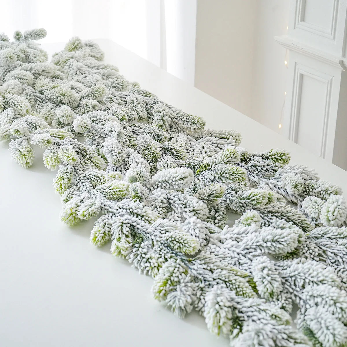 Frosted Christmas Garland, Snowy Pine Garland for Mantel, Staircase and Doorway, With or Without LED Lights