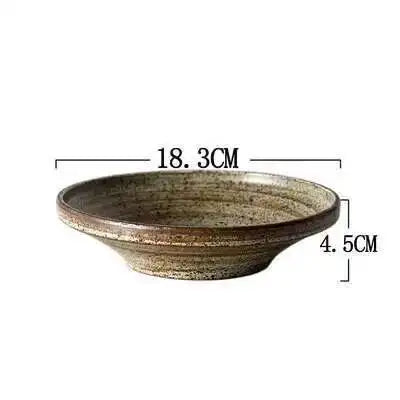 Retro Handmade Stoneware Tableware, Japanese-Style Bowls and Plates for Rice, Soup and Salad, Bowls, Sauce Dish or Plate