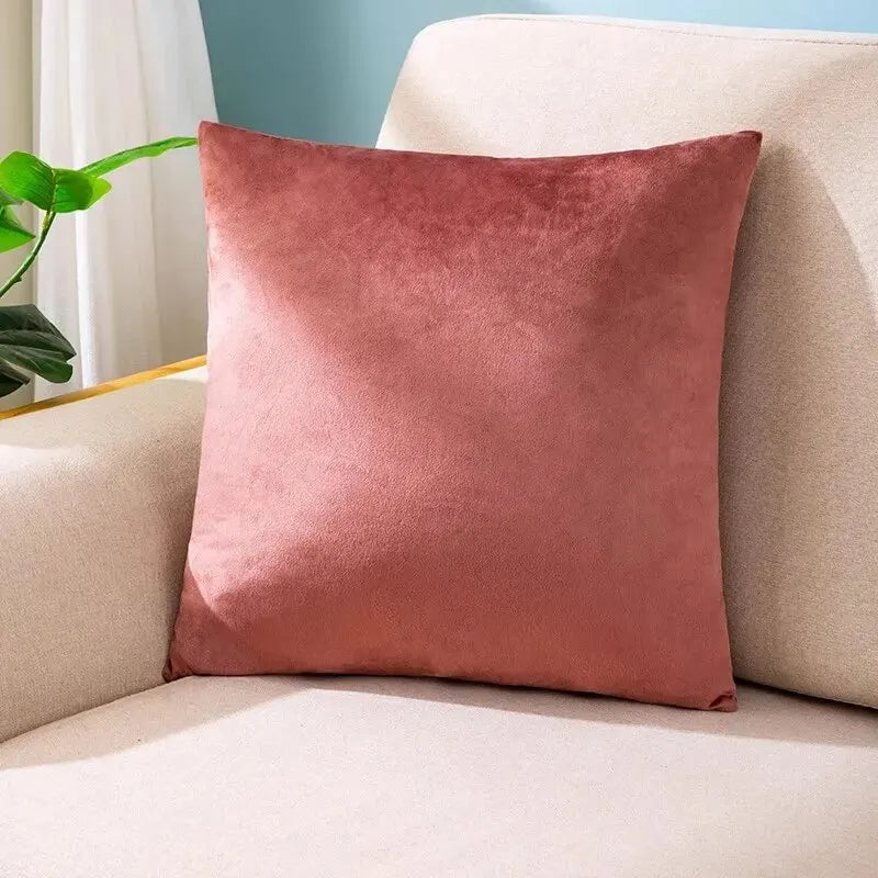 Velvet Pillow Cover, 45 x 45 cm Soft Square Throw Pillow Case for Sofa and Bed, Dusty Blue or Coral