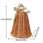 Woven Rattan-Look Christmas Bell, Hanging Ornament for Door, Wall and Christmas Tree, Small or Large