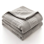Cotton Waffle Throw Blanket, Soft Breathable Waffle Weave Blanket for Sofa and Bed, 100 x 150 cm, Light Grey, Dark Grey, Dusty Blue or Yellow