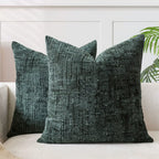 Textured Woven Pillow Covers Set of 2, Neutral Farmhouse Throw Pillow Cases for Sofa and Bed, 45 x 45 cm, Beige, Camel, Dark Green or Brick Red