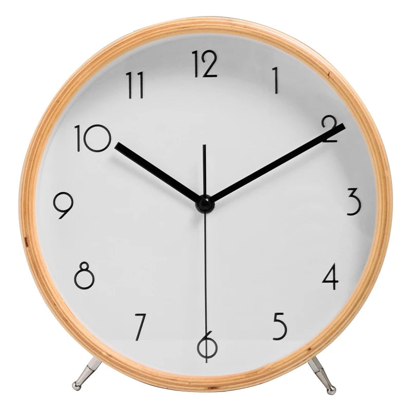 Wooden Table Clock, Silent Desk and Shelf Clock for Living Room and Bedroom, Four Styles