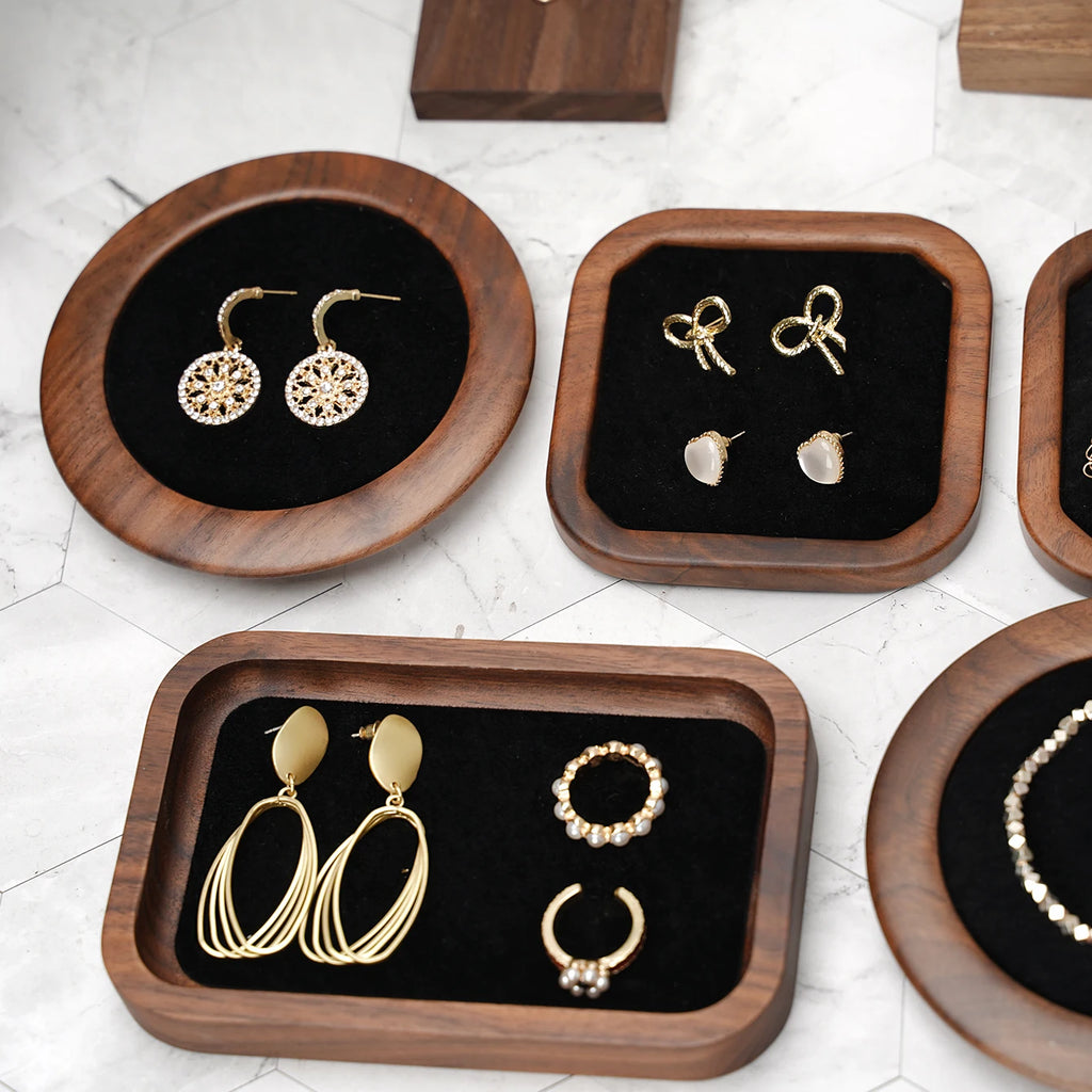 Walnut-Tone Wooden Jewelry Tray, product photo 1
