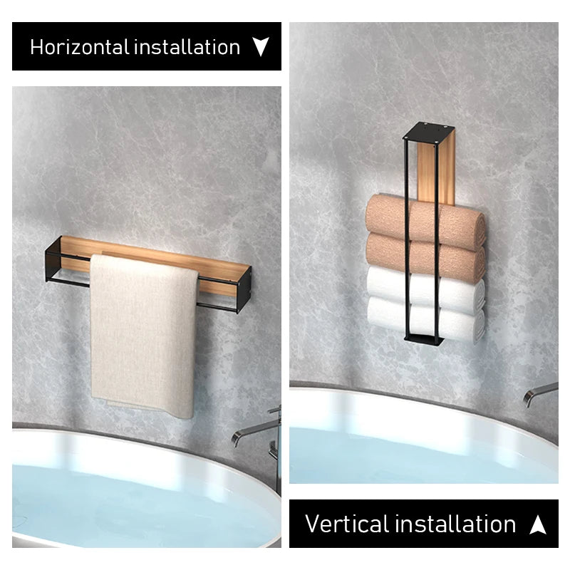 Wall-Mounted Rolled Towel Rack, Decorative Bathroom Towel Storage, No Drilling Needed, 40 or 50 cm