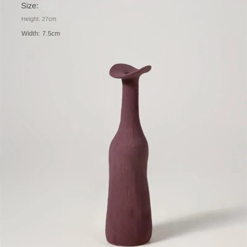 Small Ceramic Vase in Muted Tones, Nordic Bud Vase for Dried Flowers and Shelf Decor, Mustard, Plum, Grey Blue or White