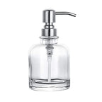 Thick Glass Soap Dispenser, Refillable Pump Bottle for Hand Soap and Lotion, Clear with Silver Pump