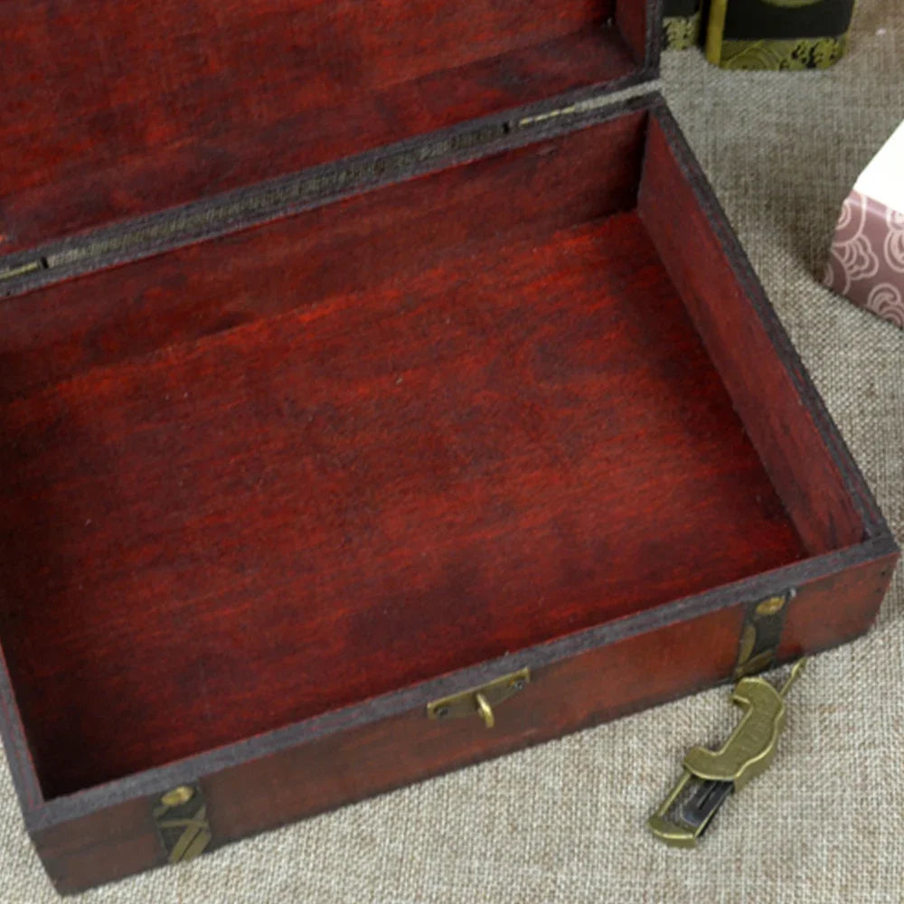 Vintage Wooden Storage Box with Lid and Latch, Keepsake Box for Jewelry, Letters and Small Items