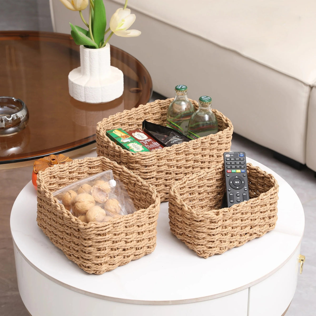 Paper Rope Storage Baskets Set of 3, product photo 2