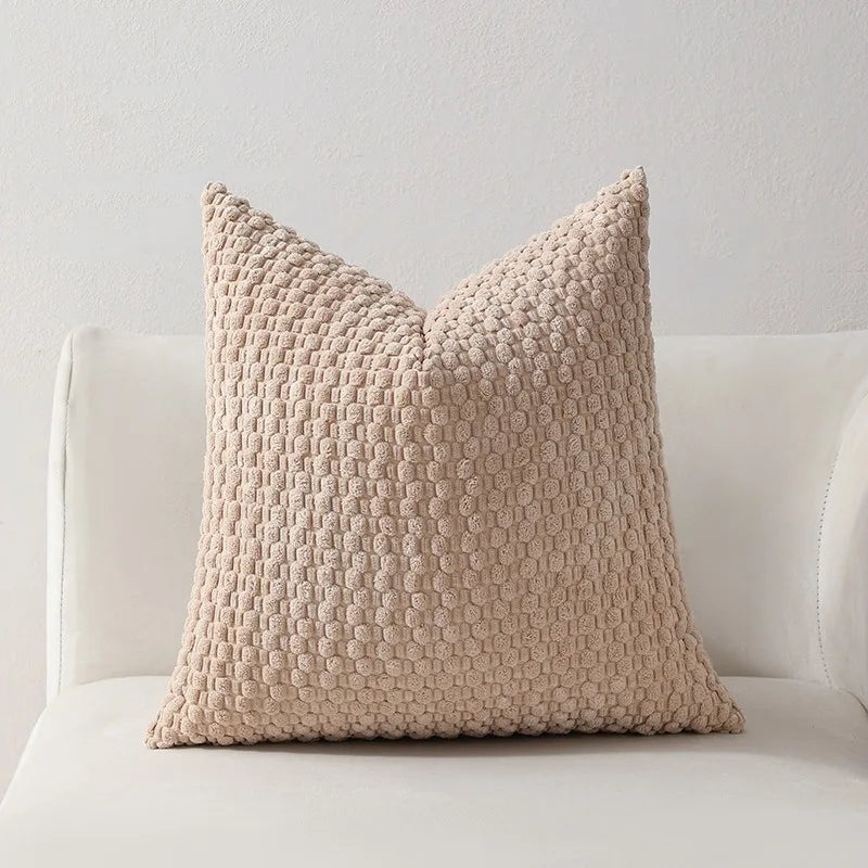 Textured Knit Throw Pillow Cover, Soft Cushion Case with Zipper for Sofa and Bed, Green, Sage Green, White or Beige