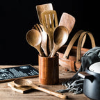 Wooden Cooking Utensil Set of 9 with Holder, product photo 1