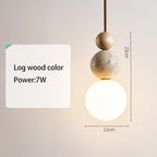 Travertine and Glass Bead Pendant Light, product photo 4