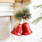Christmas Bells with Pine and Bow, Open Bell Ornament for Christmas Tree, Door and Wall, Green, Red, Silver or Bronze