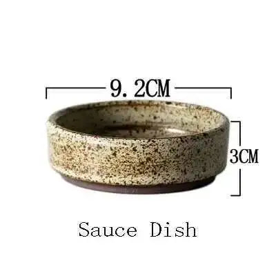 Retro Handmade Stoneware Tableware, Japanese-Style Bowls and Plates for Rice, Soup and Salad, Bowls, Sauce Dish or Plate