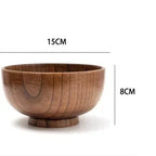 Japanese-Style Wooden Bowl, Round Bowl for Soup, Rice and Salad, Three Sizes