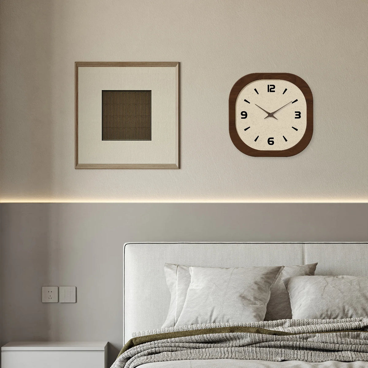 Retro Square Wall Clock, Silent Rounded Wall Clock for Living Room and Bedroom, 30 or 35 cm