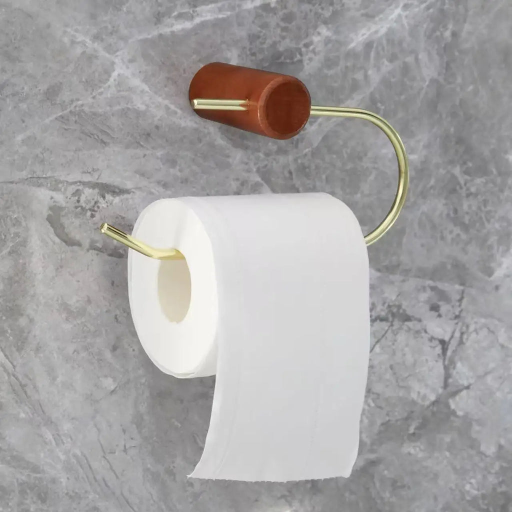 Wood and Brass Toilet Paper Holder, product photo 2