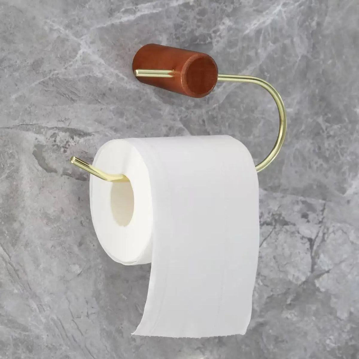 Wood and Brass Toilet Paper Holder, product photo 2