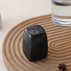Black and White Ceramic Salt and Pepper Shakers, Minimalist Porcelain Seasoning Set