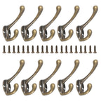 Vintage Bronze Coat Hooks Set of 10, product photo 1