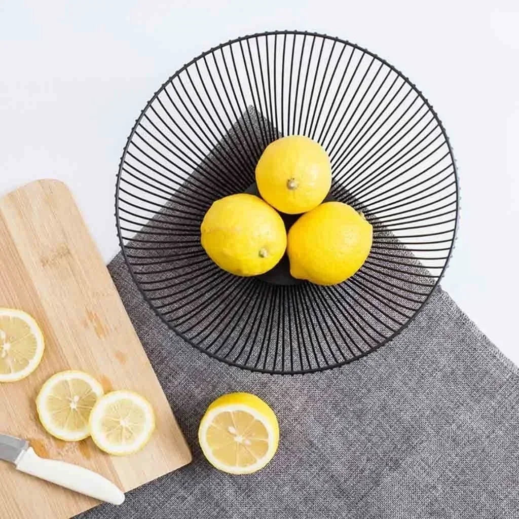 Metal Wire Fruit Bowl, Modern Countertop Basket for Fruit, Bread and Snacks, Black or White