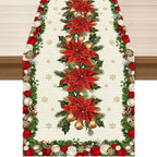 Christmas table runner with poinsettias