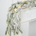 Frosted Christmas Garland, Snowy Pine Garland for Mantel, Staircase and Doorway, With or Without LED Lights