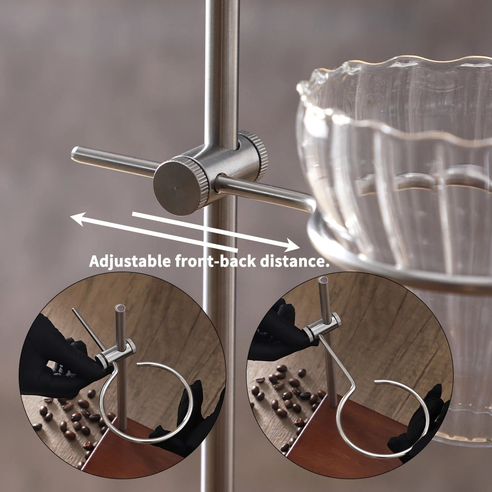 Height-Adjustable Pour-Over Coffee Stand, Rotating Metal Drip Stand for Filter Coffee and Tea