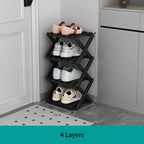 Foldable Wooden Shoe Rack, Installation-Free Shoe Shelf for Entryway, Closet and Hallway, Natural or Black, 4 or 5 Tiers