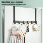 Over-the-Door Hooks with 6 Hooks, Metal Door Hanger for Coats, Towels and Bags, White or Black