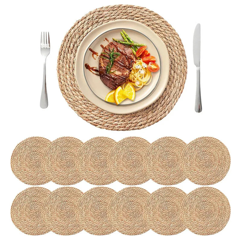 Woven Straw Placemat Set, product photo