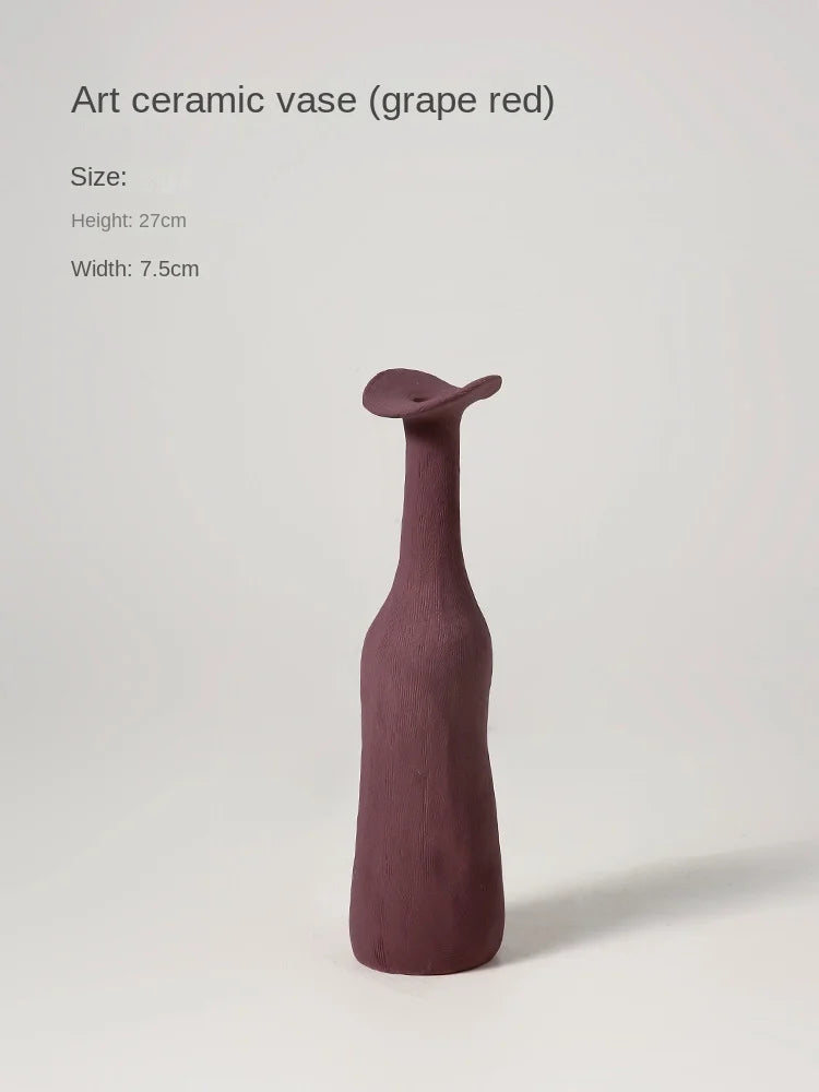 Small Ceramic Vase in Muted Tones, Nordic Bud Vase for Dried Flowers and Shelf Decor, Mustard, Plum, Grey Blue or White