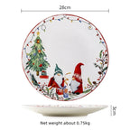 Christmas Ceramic Dinner Plates, Underglaze Holiday Plates for Christmas Dinner and Desserts, Four Designs