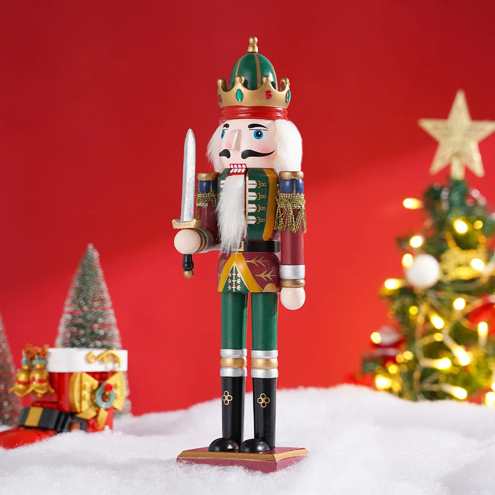 Wooden Nutcracker Soldier, 30 cm Christmas Figurine for Mantel, Shelf and Table, Three Styles