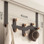 Wooden Over-the-Door Hooks, Door Hanger for Coats, Hats, Bags and Towels, Black or White, 6 or 8 Hooks