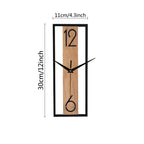 Rectangular Wood Grain Wall Clock, Silent Minimalist Clock for Living Room and Office