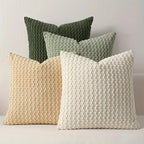 Textured Knit Throw Pillow Cover, Soft Cushion Case with Zipper for Sofa and Bed, Green, Sage Green, White or Beige