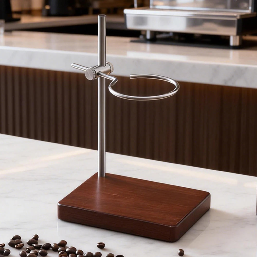 Height-Adjustable Pour-Over Coffee Stand, Rotating Metal Drip Stand for Filter Coffee and Tea