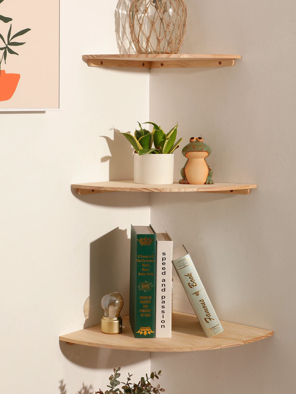 Round Wooden Corner Shelf, product photo 3
