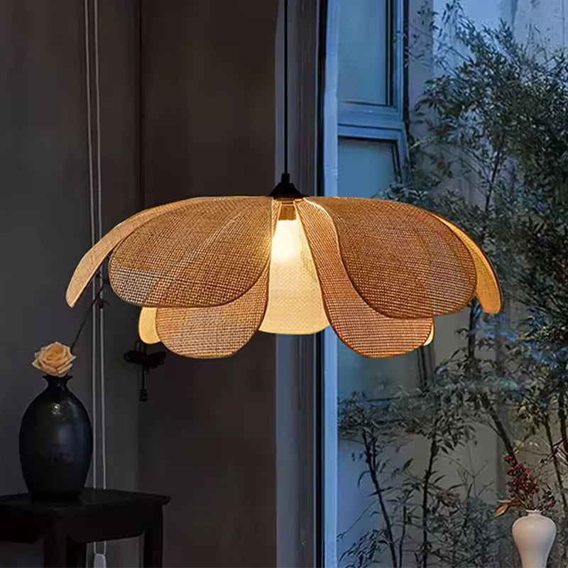 Rattan Petal Pendant Light, product photo 1