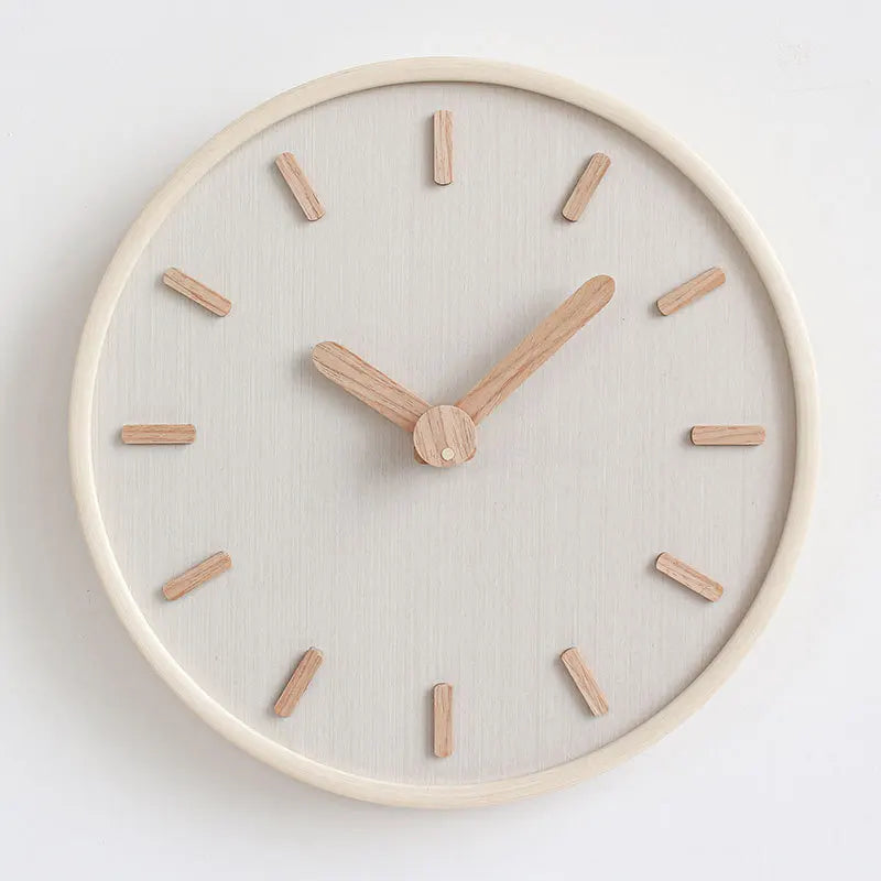 Minimalist Wooden Wall Clock, Silent Japanese-Style Clock for Living Room, Bedroom and Kitchen, Beige or White
