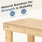Bamboo Shoe Bench with 3 Tiers, 27-Inch Entryway Shoe Rack with Seat for Hallway and Bedroom, Natural or Brown
