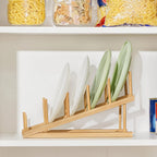 Bamboo Dish Drying Rack, Plate Rack for Plates, Lids, Cutting Boards and Books, Single or Set of 2