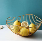 Wire Fruit Basket with Wavy Rim, Nordic Countertop Bowl for Fruit, Bread and Snacks, Gold or Black