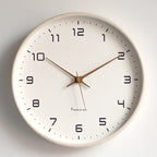 Nordic Wooden Frame Wall Clock, Silent Minimalist Clock for Living Room, Kitchen and Office, White or Navy Dial
