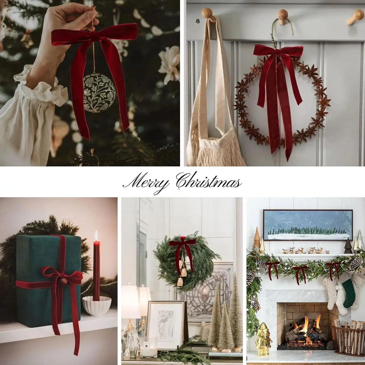 Burgundy Christmas Bows Set of 12, Tree Bows for Wreaths, Garlands and Gift Wrapping
