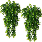 Artificial Eucalyptus Vine Set of 2, Faux Greenery Garland for Wall, Shelf and Mantel, Green, Rust or Orange