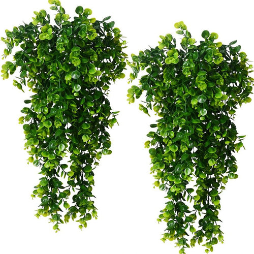 Artificial Eucalyptus Vine Set of 2, Faux Greenery Garland for Wall, Shelf and Mantel, Green, Rust or Orange