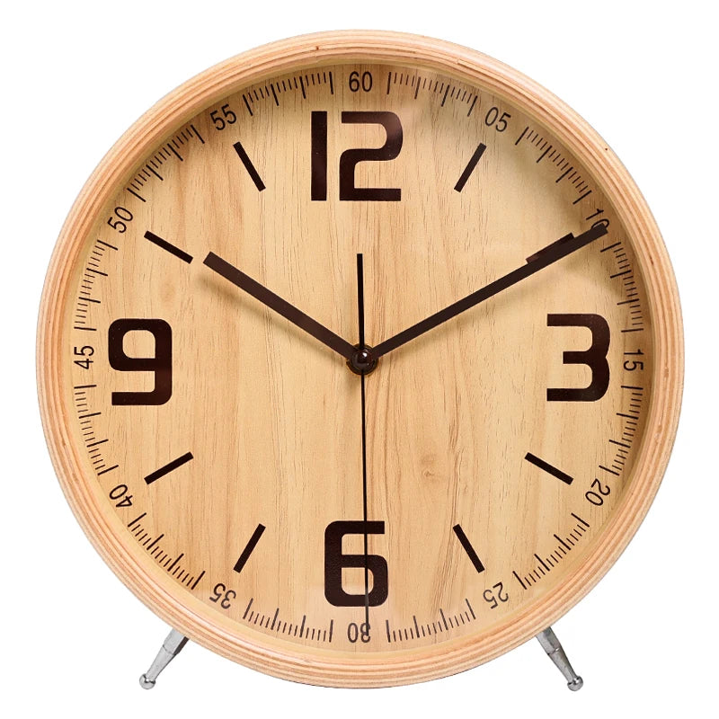 Wooden Table Clock, Silent Desk and Shelf Clock for Living Room and Bedroom, Four Styles