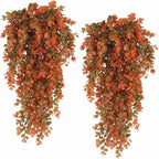 Artificial Eucalyptus Vine Set of 2, Faux Greenery Garland for Wall, Shelf and Mantel, Green, Rust or Orange